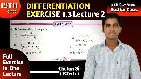 Differentiation Exercise 1.3 Lecture 2 class 12th maths 2
