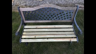 OldGuyDIY Replace Hardwood Garden Bench Seat Slats w 5/4 Treated Pine Deck Boards Ripped to 2 1/2