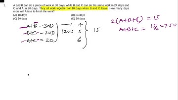 A and B can do a piece of work in 30 days while B and C can do the same work in 24 days