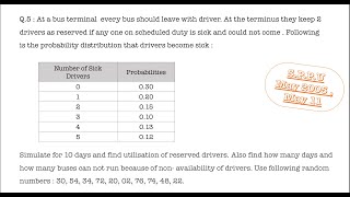 Q.5 - Simulation (Decision Science)- ImP MBA -3rd Sem