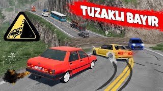 TUZAKLI ÖLÜM BAYIRINDAN ARABAYI ZORLADIM // HATALI SOLLAMA KAZALARI TADINDA // BeamNG.drive