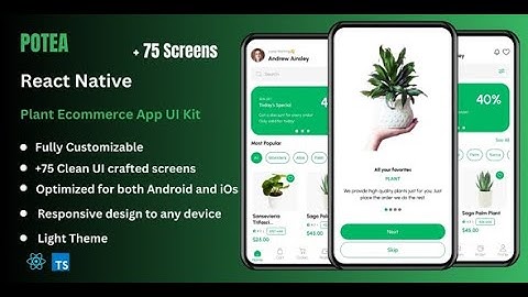 Potea - Plant Ecommerce & Online Store React Native CLI App Ui Kit | Light Theme
