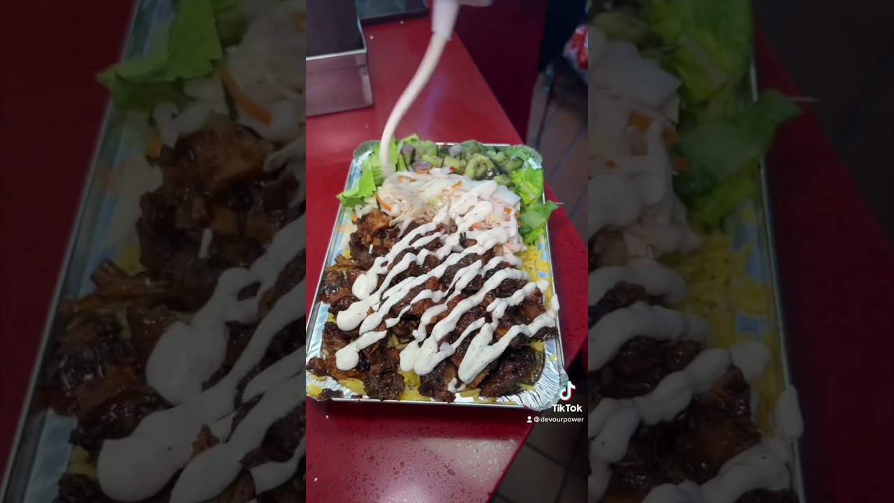 HALAL JERK CHICKEN OVER RICE from Halal Bro’s Grill in Rosedale, Queens NYC! 🤤 #DEVOURPOWER
