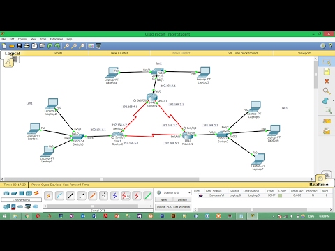 configure 3 router with 3 lan using cisco packet traccer