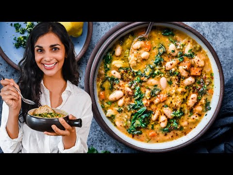 Creamy white bean & kale soup | cozy one-pot vegan dinner