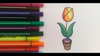 КАК НАРИСОВАТЬ ТЮЛЬПАН/HOW TO DRAW TULIP/ЛОЛА РАСМ ЧИЗИШ/ЖООГАЗЫН СУРОТ ТАРТУУ/ҚЫЗҒАЛДАҚ СУРЕТ САЛУ