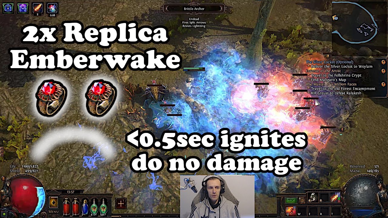 Ignites stop doing damage below 0.5 sec duration. 2x Replica Emberwake - Path of Exile (3.12 Heist)
