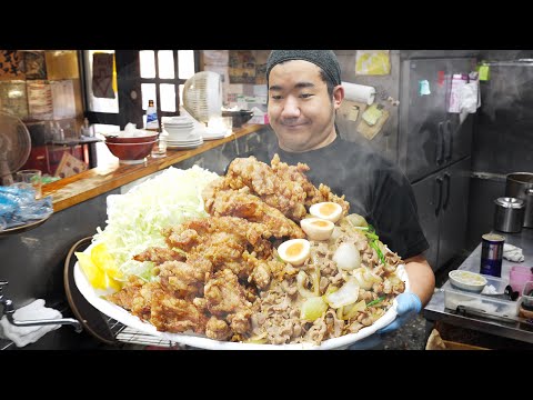 Giant food! 8kg Fried Chicken Bowl, Ramen and Fried Rice - ラーメン 炒飯 唐揚げ丼 Japanese Street Food 二代目蝦夷