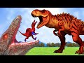 Giant Tyrannosaure vs Triceratops Velociraptors Tyrannosaurus Mosasaurus Fight Godzilla Evolution P2