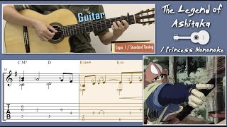 the legend of ashitaka / princess mononoke (guitar) [notation   tab]