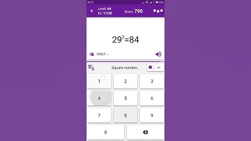 Math Tricks - Training mode - square numbers between 20 and 29 - level 069 (Number Keyboard)