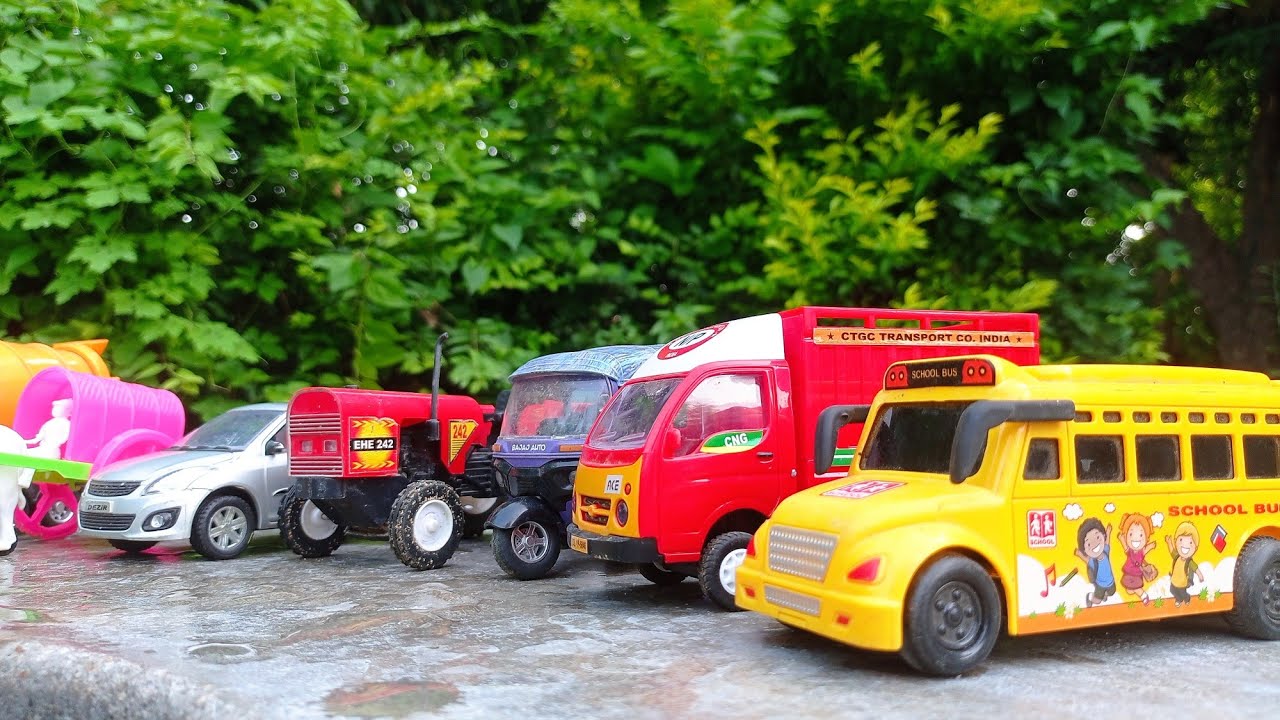 Auto Rickshaw & School Bus Hand Driving in Wall | Jcb | Tractor | Car ...