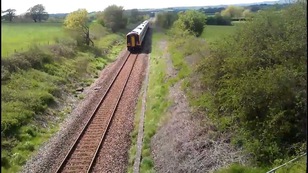 SWT Class 159 shifts under a bridge near Gillingham Station, Dorset 12/5/2012 YouTube