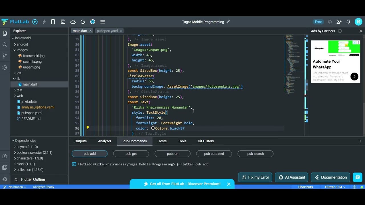 MOBILE PROGRAMING (MENAMBAHKAN TAMPILAN PROFIL) - YouTube