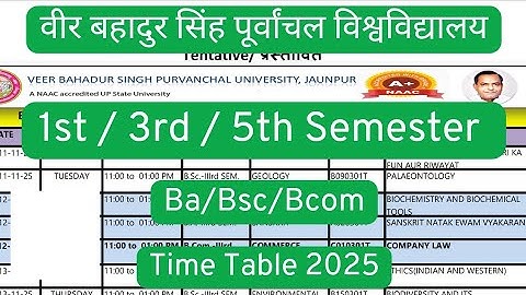 Vbspu Time Table 2025 | BA/BSC BCOM 1st 3rd 5th Semester Time Table 2025 | 1st 3rd 5th Sem Exam Date