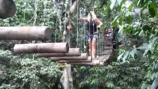 JOANNE WALKING THE FUN OBASTACLE ZIPLINE