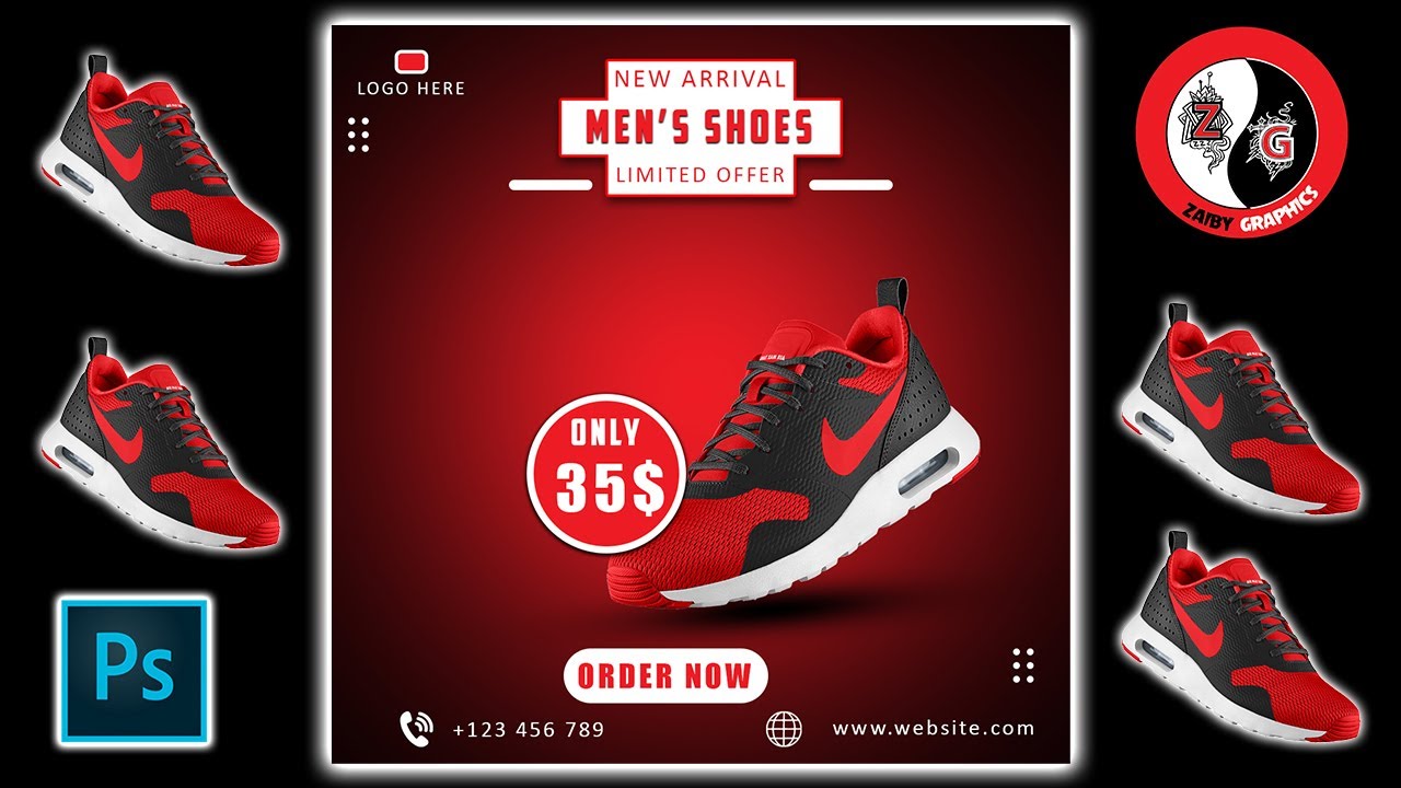 Professional Social Media Post Design - Photoshop Cc Tutorial | Zaiby Graphics