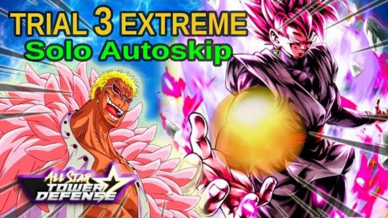 Goku Black Pink Beating TRIAL 3 EXTREME | 3 Units Solo AutoSkip | Roblox All Star Tower Defense