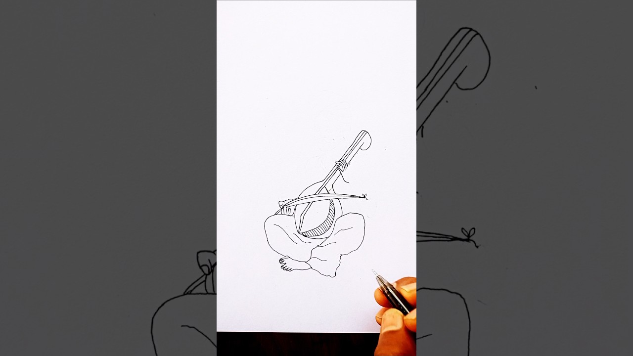 Learn to draw Rajasthani man playing sirangi #😃💯