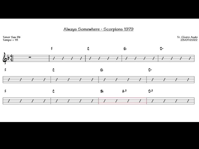 Always Somewhere - Scorpions 1979 (Tenor Sax Bb) [Sheet music] class=