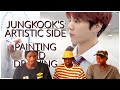 HAPPY BIRTHDAY JK!!! AMAZING JK!! Jungkook's artistic side - painting and drawing | REACTION