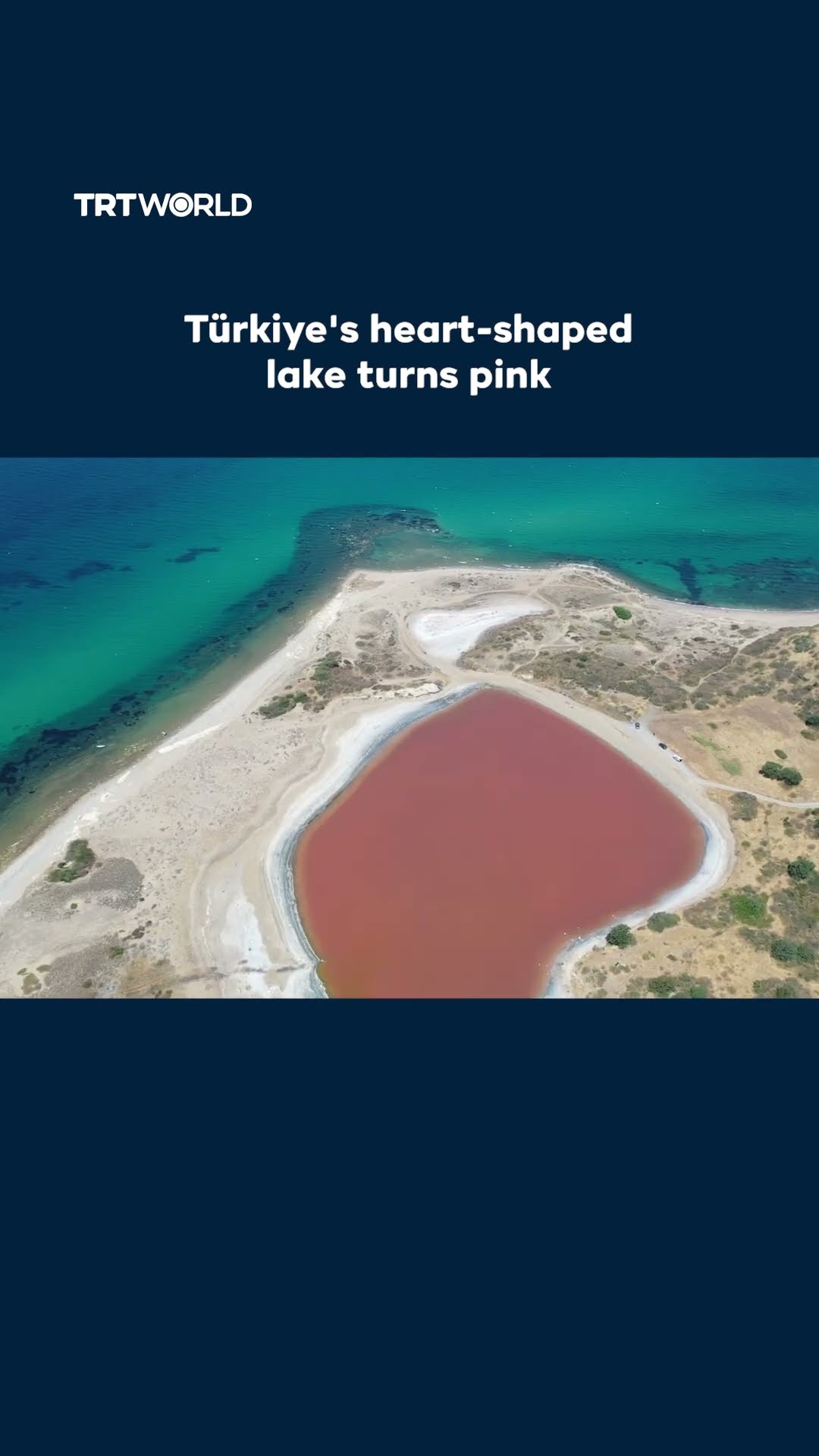 Pink Lake in Türkiye's Canakkale attracts sightseers as temperatures rise