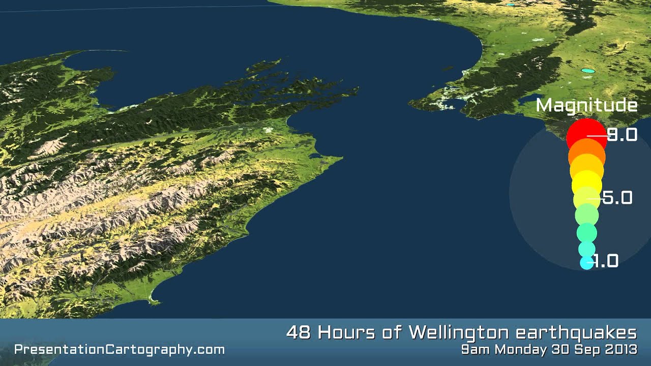 48 hours of earthquake activity for Wellington up until 0808 on