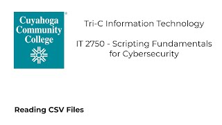 IT 2750 - Reading CSV Files