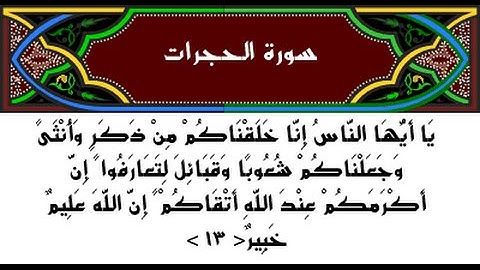 تأملات في آيات الحجرات 3 (يا أيها الناس إنا خلقناكم من ذكر وأنثى .......)