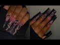 🖤BLACK V-DAY NAILS🖤| Acrylic full set + nail art✨