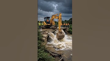 Excavator fell into the river #fyp #shorts