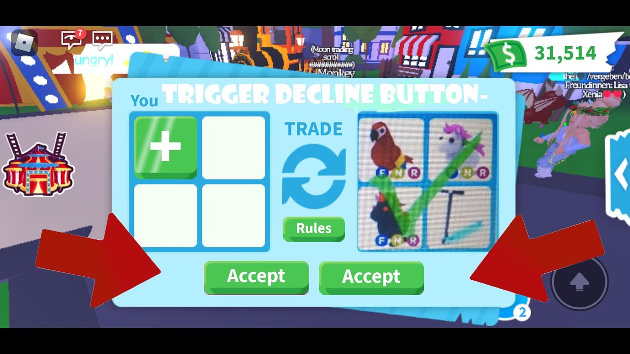 How To ALWAYS TRIGGER Someone's Decline Button In Adopt Me! Trade Menu  Hacks Working 