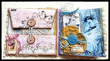 Altered File Folder With Pre - Made Ephemera - Flip Through