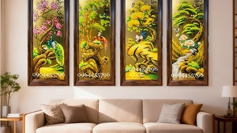 Tranh tứ quý tùng cúc trúc mai tranh bốn mùa xuân hạ thu đông dát vàng mã tq15a