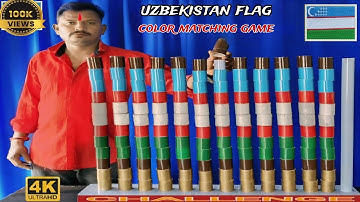 UZBEKISTAN Flag Colour Cylinders Matching Puzzle Game Challenge videos | ब्रेन पावर टेस्ट