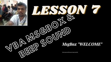 Lesson 7 Excel Vba Msgbox & beep sound