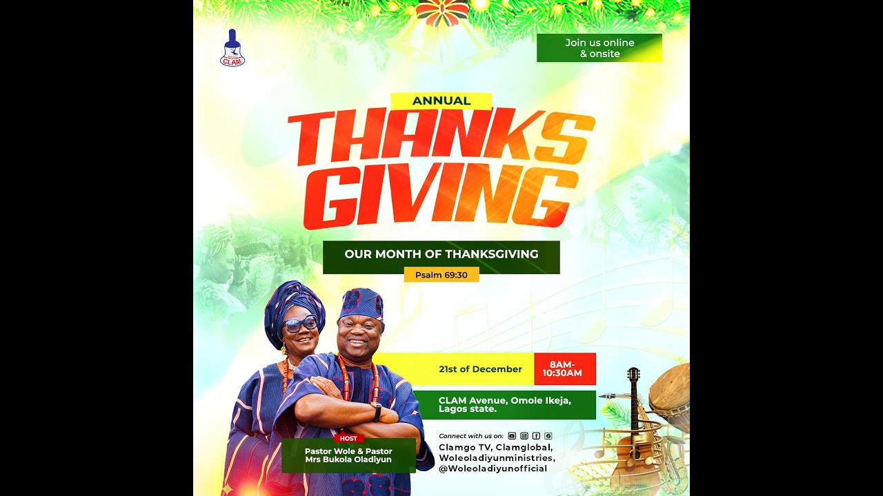 ANNUAL CLAM - Sunday Thanksgiving Service  - 21ST December 2025