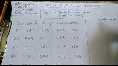 PRIYANKA KALA class-3 maths TOPIC- Greatest and smallest number(chapter-2)