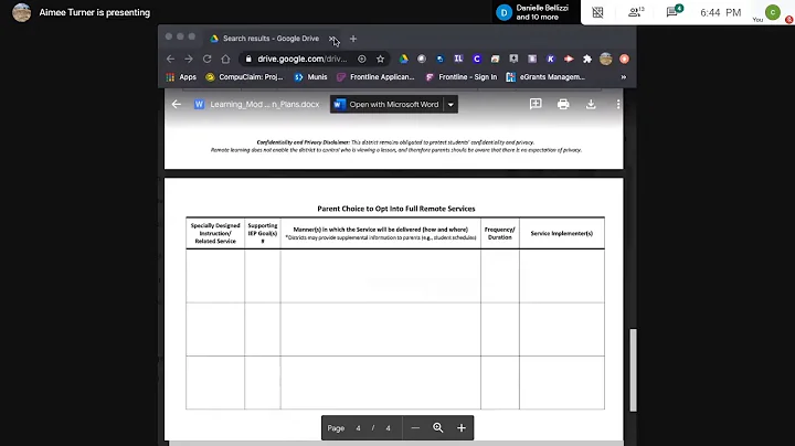 Special Board of Education Meeting - August 18, 2020