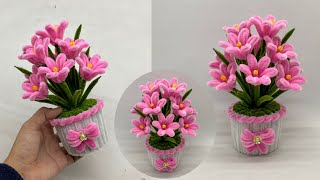 DIY Easy Flower| How to Make Flowers from Pipe Cleaner | Pipe Cleaner Flower Pot