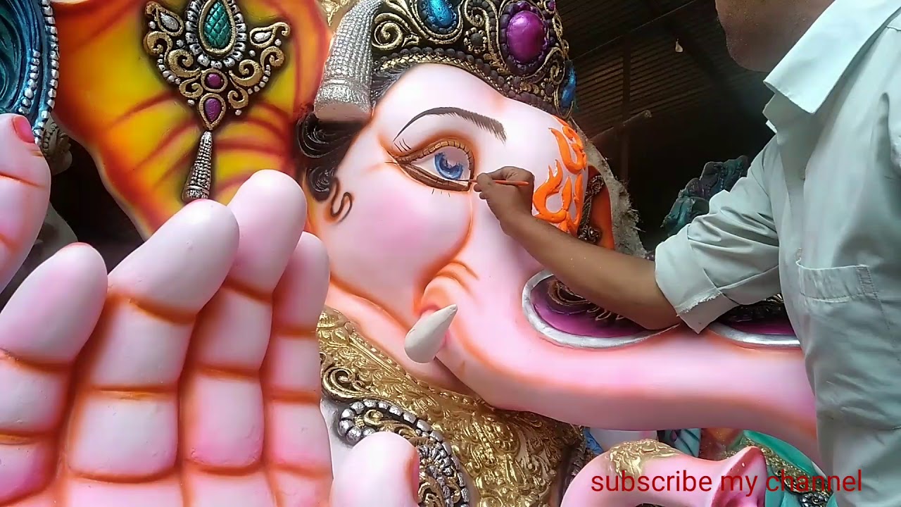 Dhoolpet ganesh idol eyes making | ganesh murti painting 2019 part 12 machgiri tech