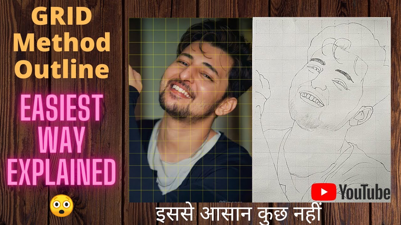 Grid Method Outline Drawing Tutorial | Darshan Raval Sketch step by ...