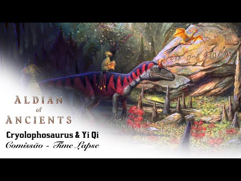 Aldian of Ancients - Cryolophosaurus e Yi Qi: Comissão em Time-lapse
