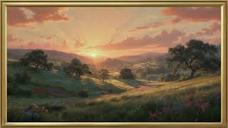4K TV Art: Vintage Summer Landscape with Gold Frame | Relaxing Screensaver screenshot 4