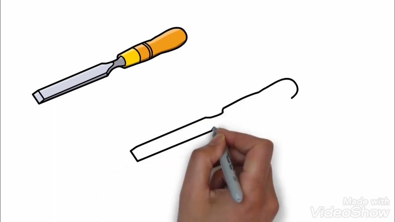 How to Draw chisel drawing wooden tool chisel youtube YouTube