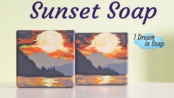 Sunset landscape cold process soap, sculpted layers cold process soap making tutorial.