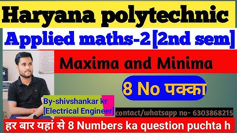 Harayana polytechnic//HSBTE polytechnic//Maxima and Minima// Applied maths-2 // 2nd semester//