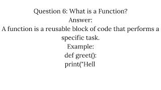 Question 1 What is Python Answer Python is a high level, interpreted, and general purpose programmin