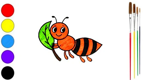 How To Draw A Cute Ant | Ant Drawing Easy Step By Step | Simple Ant Drawing And Colouring For kids