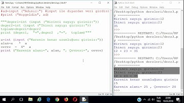 #6 Python3 / İfadeler ve Aritmetik İşlemler / input(), yorum satırı, hatalar
